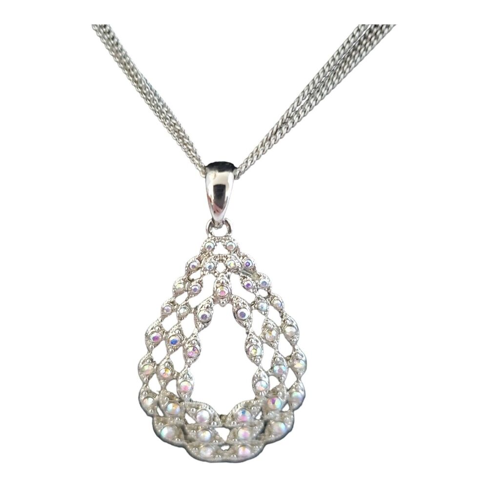 Lia Sophia Fairy Tale Teardrop Pendant Necklace Rhinestones 16-19"